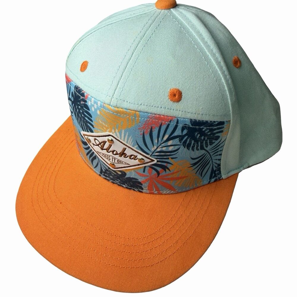 Aloha Robin Ruth Trucker Hat Blue Floral One Size Snapback Adjustable Faded